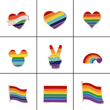 9 Style LGBT Design Rainbow Creative Heart Yeh Finger Pin Brooch Metal Pins Badge Denim Enamel Lapel Jewelry Gift women unsix daiiibabyyy